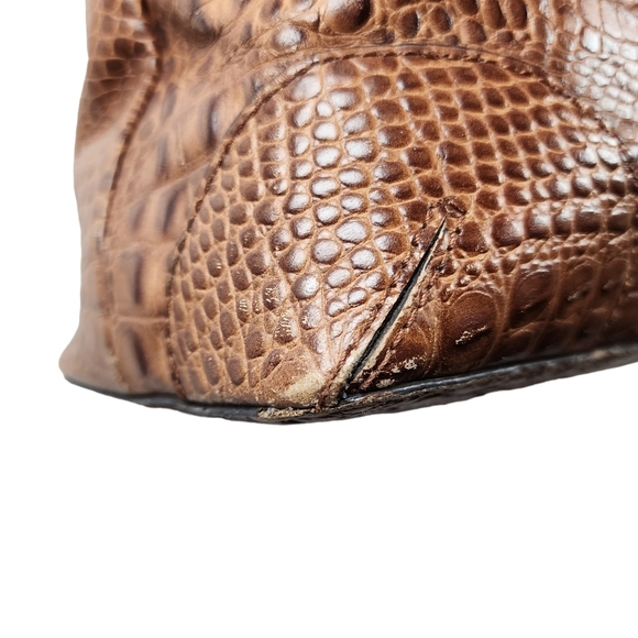 Etienne Aigner brown Crocodile Embossed Leather Handbag Tote Bag Purse - Picture 11 of 16